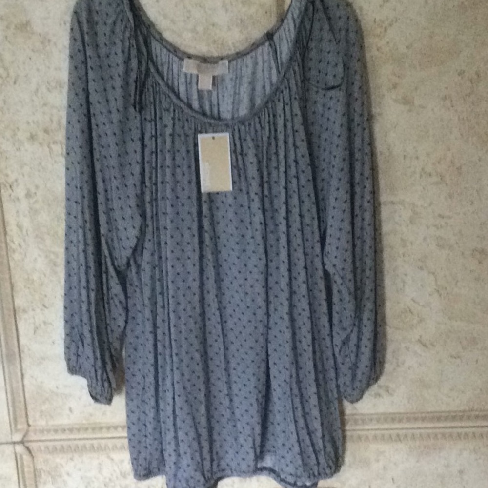 Michael Kors Gray Polka Dot Blouse